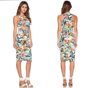 WAYF Cutout Bodycon Dress in Tropical Print